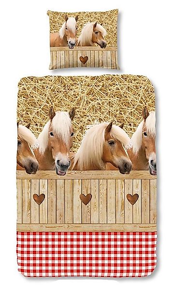 good morning Kinderbettwäsche Horses 5058 Sand, Baumwolle, 2 teilig, Tiermo günstig online kaufen