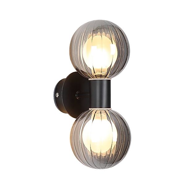 Bad-Wandlampe Lumisphere, schwarz/rauchgrau Höhe 28 cm 2-fl. günstig online kaufen