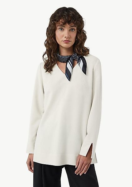 comma Langarmbluse Bluse Lange Crêpe-Bluse mit V-Ausschnitt und seitlichen günstig online kaufen