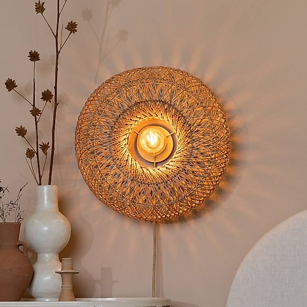 GOOD & MOJO Wandlampe Arizona, natur, Ø 50 cm Bambus Stecker günstig online kaufen