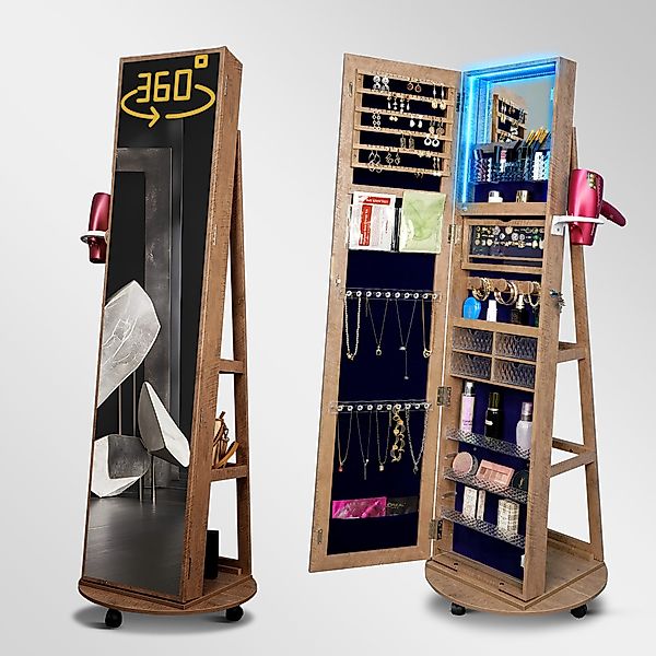 STARLEAD Schmuckschrank mit Ganzkörperspiegel-165×50 cm, Holzfarbe, günstig online kaufen
