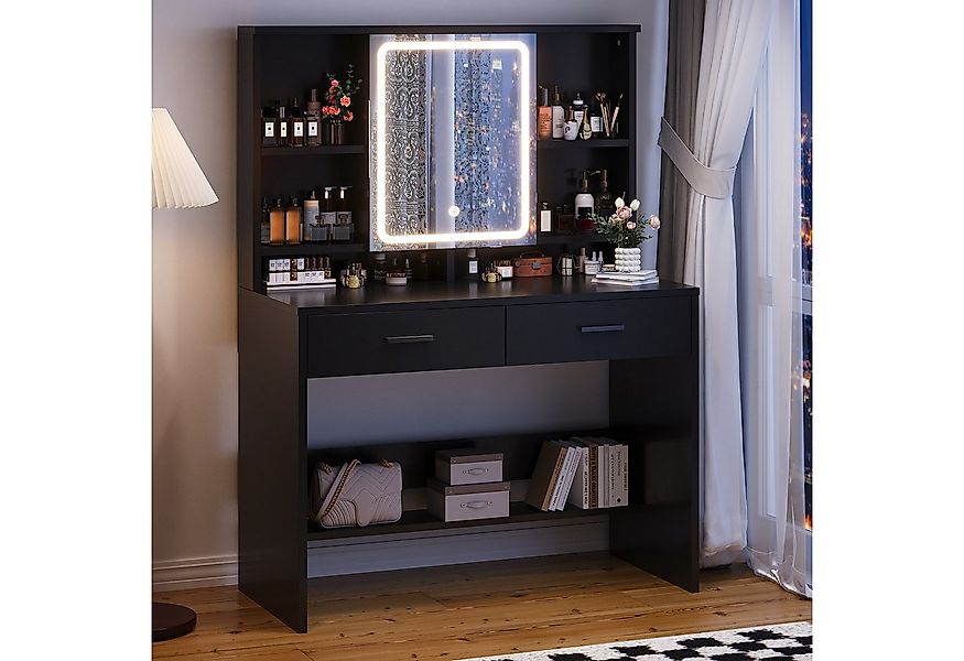 HOMALL Schminktisch Schminktisch mit Spiegel und LED 2 Schubladen und 6 Abl günstig online kaufen