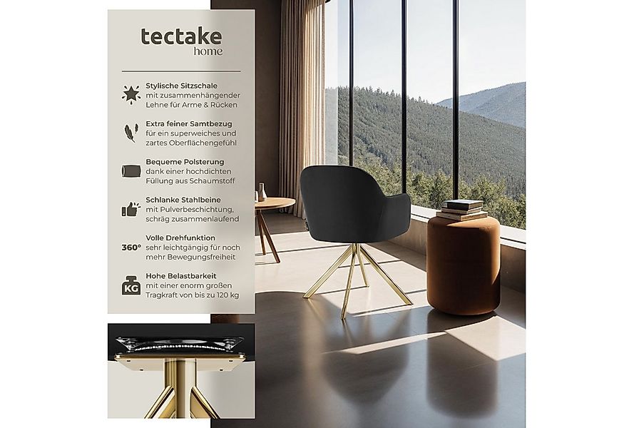 tectake Esszimmerstuhl Samt-Drehstuhl Lona mit dicker Polsterung (Set, 2 St günstig online kaufen