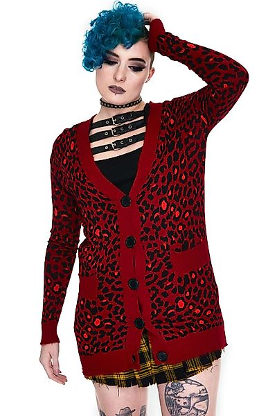Jawbreaker Strickjacke Maneater Red Leopard Oversized günstig online kaufen