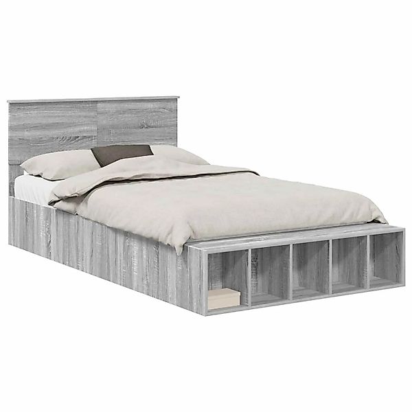 vidaXL Bettrahmen mit Regal Graues Sonoma 120 x 190 cm Holzwerkstoff 340838 günstig online kaufen