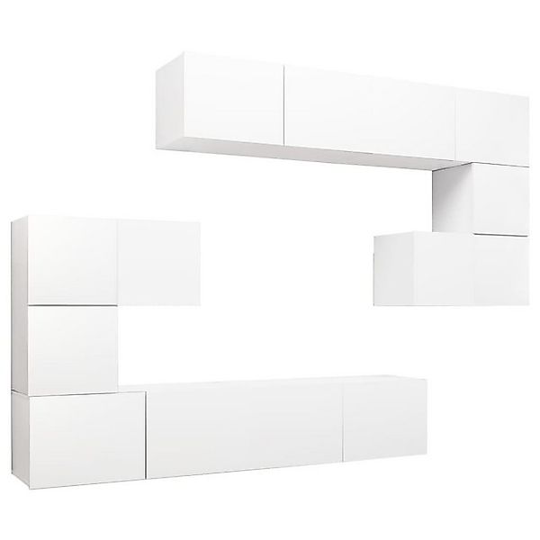 vidaXL TV-Schrank 8tlg TV Möbel Hängeschrank TV Wohnwand Lowboard Weiß Span günstig online kaufen