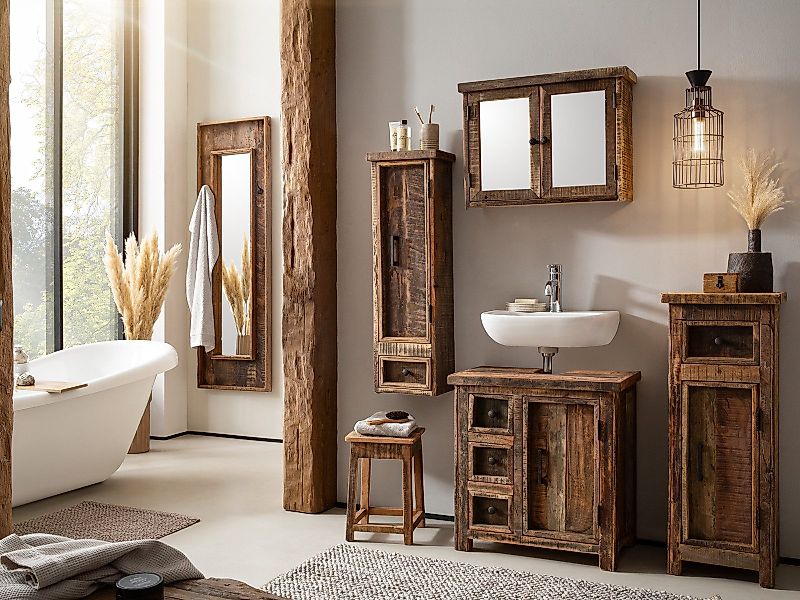 massivum Badezimmer-Set Sumatra, rustikal ChaletStyle, Altholz günstig online kaufen