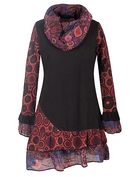 Vishes Midikleid Langarm Mandala Rüschen-Kleid mit günstig online kaufen