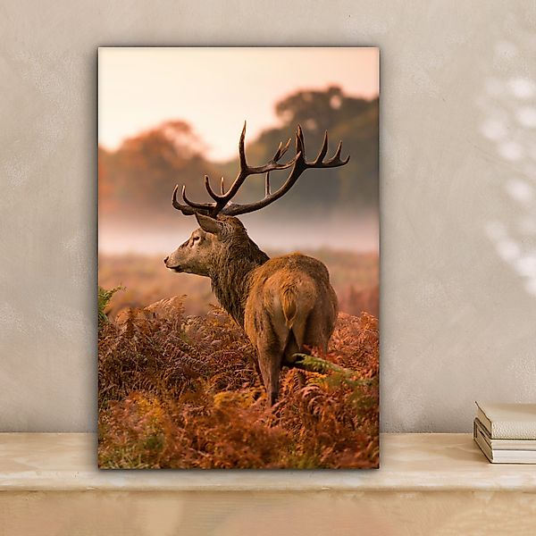 OneMillionCanvasses® Leinwandbild Hirsche - Nebel - günstig online kaufen