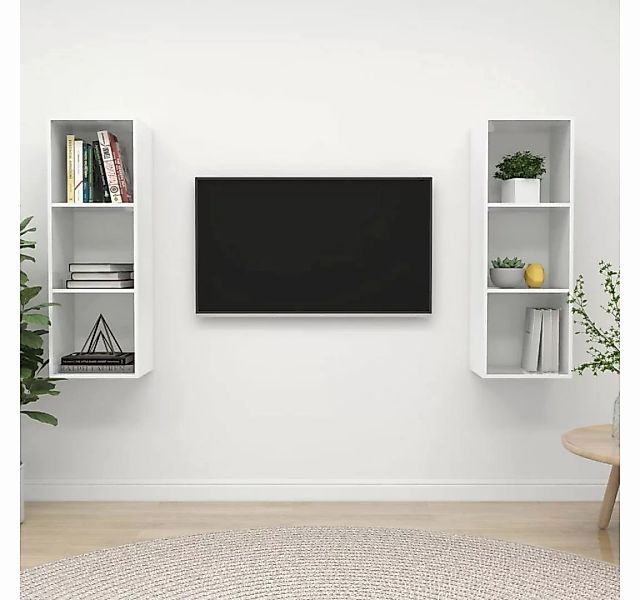 furnicato TV-Schrank TV-Wandschränke 2 Stk. Hochglanz-Weiß Holzwerkstoff günstig online kaufen