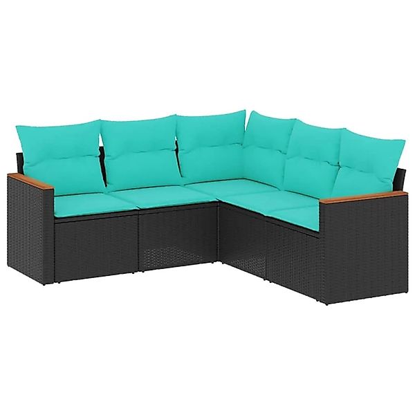 vidaXL 5-Tlg Gartensofa-Set mit Kissen Schwarz Polyrattan 3225959 günstig online kaufen