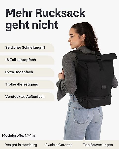 Johnny Urban Cityrucksack Allen Medium Rolltop mit Laptopfach (1-tlg), Wass günstig online kaufen