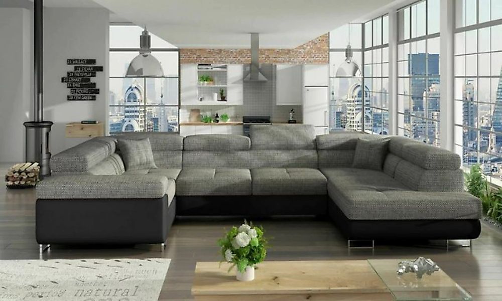 JVmoebel Ecksofa Design Ecksofa Schlafsofa Bettfunktion Couch Leder Polster günstig online kaufen