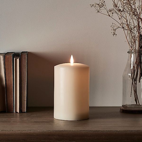 TruGlow® LED Stumpenkerze Echtwachs breit 15cm günstig online kaufen