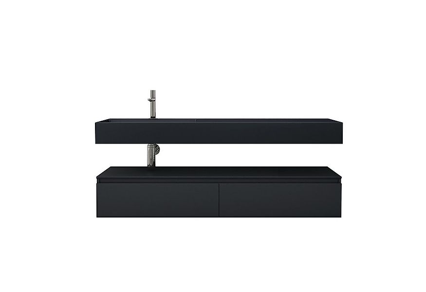 doporro Badmöbel-Set Waschtisch mit Unterschrank 150cm Mineraglguss Waschbe günstig online kaufen