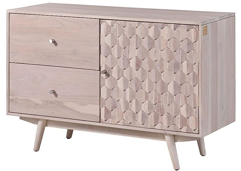 Massivmoebel24 Sideboard (Massivholz), Sideboard Akazie 115x42x75 weiß lack günstig online kaufen