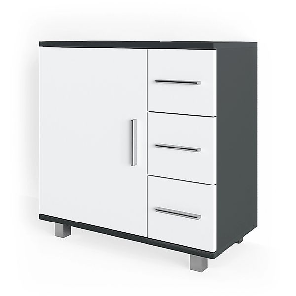 Vicco Waschbeckenunterschrank Ilias, Weiß/Anthrazit, 60 x 60.8 cm Drehbar günstig online kaufen