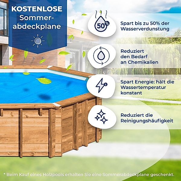 Gre Echtholzpool Violette 2 Achteckig Ø 500 x 127 cm günstig online kaufen