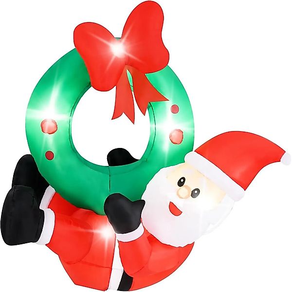 Costway LED Weihnachtsmann mit Kranz Wand Draußen 120CM günstig online kaufen