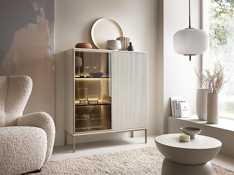 Compleo Vitrine LINO mit gerifflete Front, günstig online kaufen