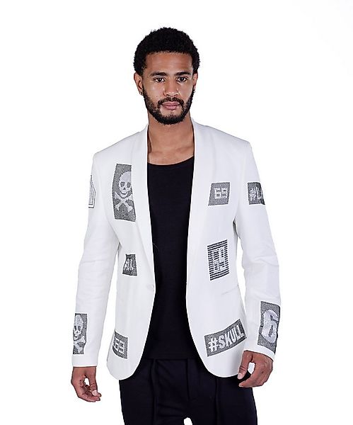 Denim Distriqt Jerseysakko Herren Sakko mit Strass veredelt Totenkopf Sakko günstig online kaufen