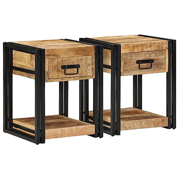 vidaXL Nachttische 2 Stk, 40x40x50 cm Raues Massivholz Mango 4016701 günstig online kaufen