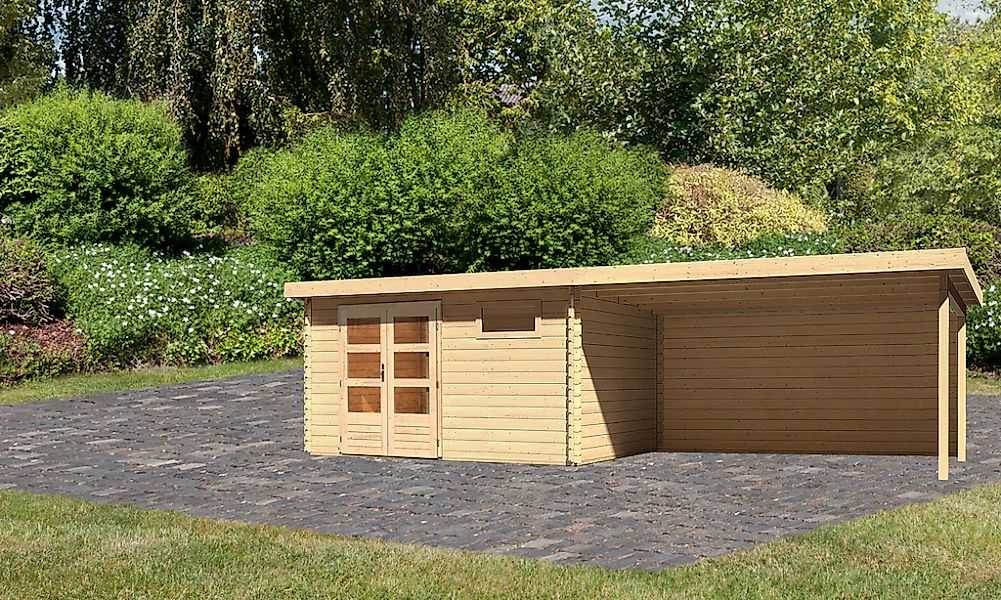Karibu Gartenhaus "Schloßsee 8" mit Anbaudach günstig online kaufen