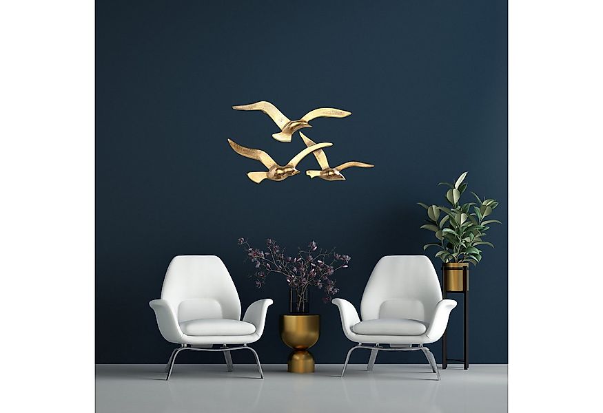 MF Wanddekoobjekt Goldene Möwen Wanddeko Set, Maritimer Metall-Wandschmuck, günstig online kaufen