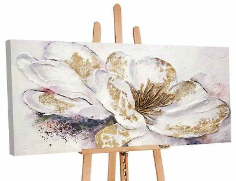 YS-Art™ Gemälde YS-Art Acryl Gemälde „Goldene Pfingstrosen“, Wandbild Blume günstig online kaufen