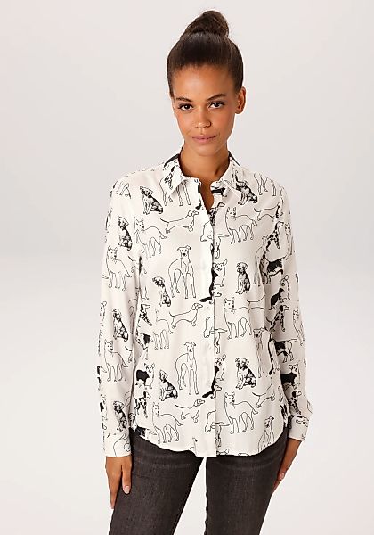 Aniston CASUAL Hemdbluse mit niedlichen Hunden bedruckt- jedes Teil ein Uni günstig online kaufen
