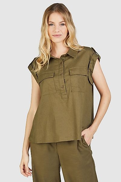 NAVIGAZIONE Kurzarmbluse (1-tlg) hochwertigem Materialmix aus Leinen günstig online kaufen