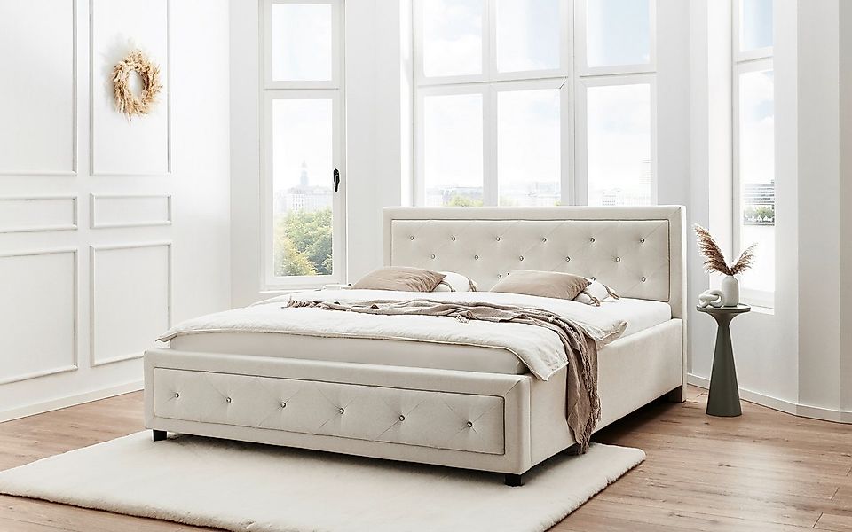 ATLANTIC home collection Polsterbett Krista mit Acrylsteinverzierung in Kop günstig online kaufen