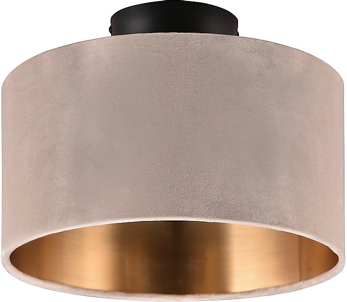 my home Deckenleuchte JOSIE, Deckenlampe mit Samtschirm beige / innen gold günstig online kaufen
