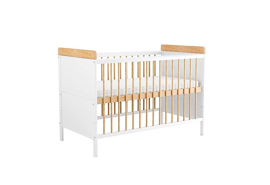 Baby-Delux Babybett Ella weiß natur, Kinderbett 60x120 cm höhenverstellbar, günstig online kaufen