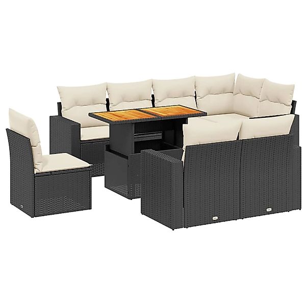 vidaXL 9-Tlg Garten-Sofagarnitur mit Kissen Schwarz Poly Rattan 3271406 günstig online kaufen