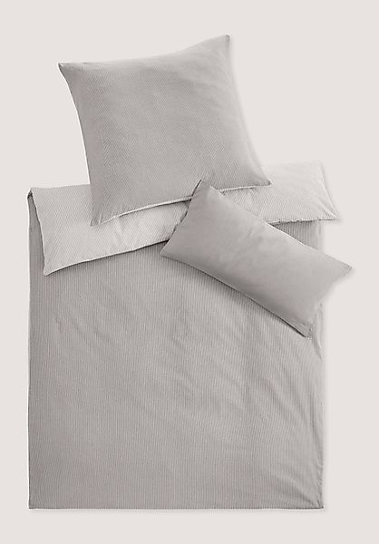 hessnatur Biber Wendebettwäsche-Set Streifen aus Bio-Baumwolle - grau - Grö günstig online kaufen