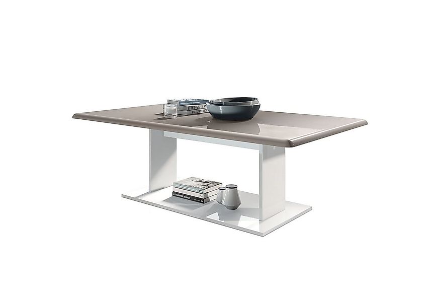 Vladon Couchtisch Mono (Wohnzimmertisch, mit Ablageboden), Weiß matt/Sandgr günstig online kaufen