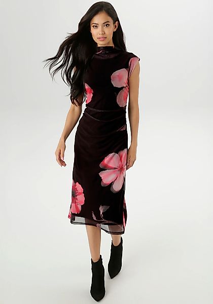 Aniston SELECTED Midikleid In Mesh-Qualiät und im angesagten Blütenprint günstig online kaufen