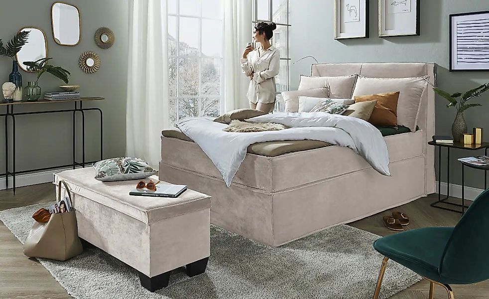 Boxi Boxspringbett mit trendigem Keder Boxi ¦ beige ¦ Maße (cm): B: 140 H: günstig online kaufen