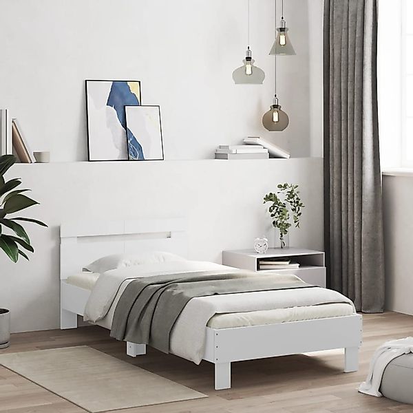 furnicato Bettgestell mit Kopfteil Weiß 100x200 günstig online kaufen