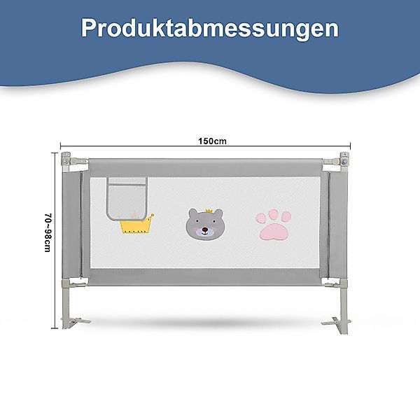 Clanmacy Bettschutzgitter 150CM Bettgitter Kinderbettgitter Babybettgitter günstig online kaufen