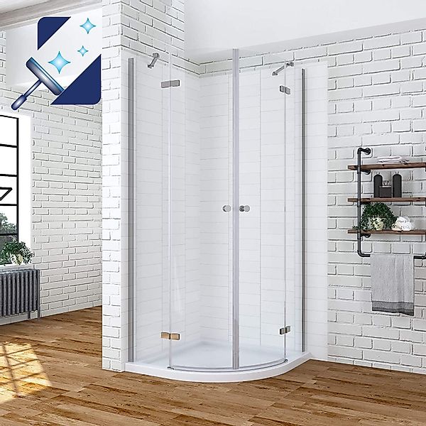AQUABATOS Runddusche Viertelkreis Duschkabine Runddusche 80x80x195 günstig online kaufen