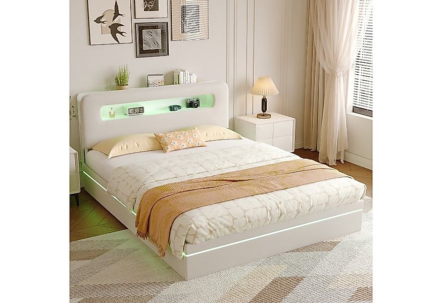 PXloue Stauraumbett Polsterbett mit Stauraum (Doppelbett 140x200 cm (USB-La günstig online kaufen