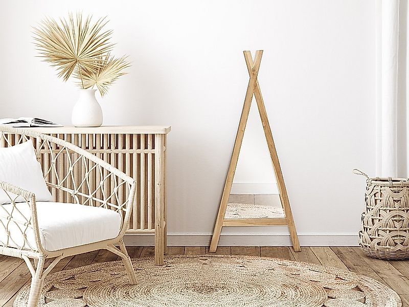 Kinderspiegel Tipi - 55 x 120 cm - Mindi-Holz - Naturfarben - BATAM günstig online kaufen