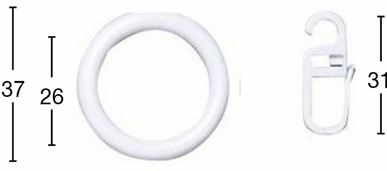 GARESA Gardinenring "Kunststoffring mit Haken" für Durchmesser 28mm, einfac günstig online kaufen