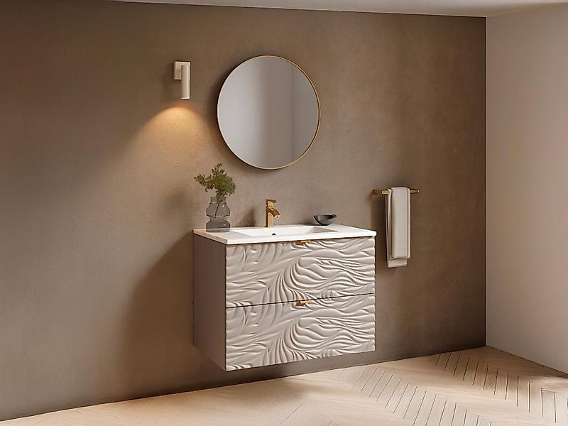 Badezimmermöbel hängend strukturiert - Beige - 80 cm - RINAREL günstig online kaufen