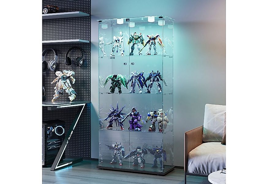 NMCXXO Glasvitrine Moderne Vitrine mit LED-Beleuchtung und Glasregalen Stan günstig online kaufen