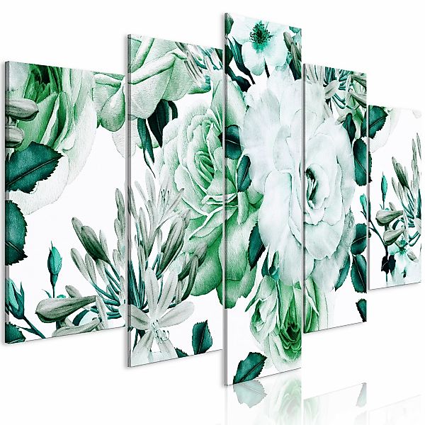 Wandbild - Rose Composition (5 Parts) Wide Green günstig online kaufen