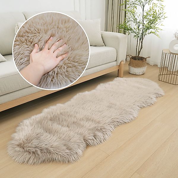 my home Fellteppich "Dena Teppiche, Fellform, waschbar" fellförmig 60 mm Hö günstig online kaufen