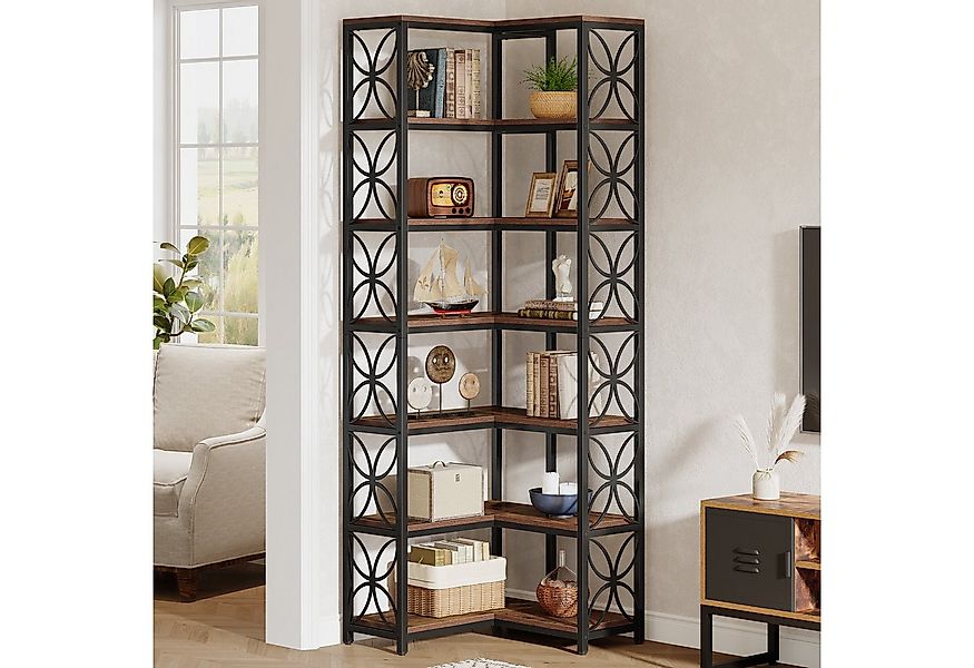 Tribesigns Bücherregal 200 cm Hoch Eckregal, 7-stöckiges L-förmiges Eckrega günstig online kaufen